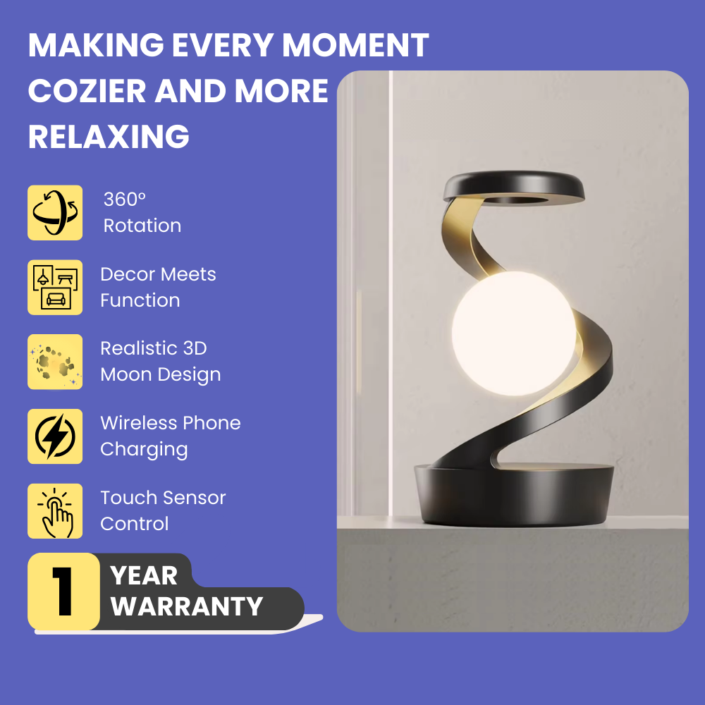 Rotating Moon Desk Lamp with Wireless Charging